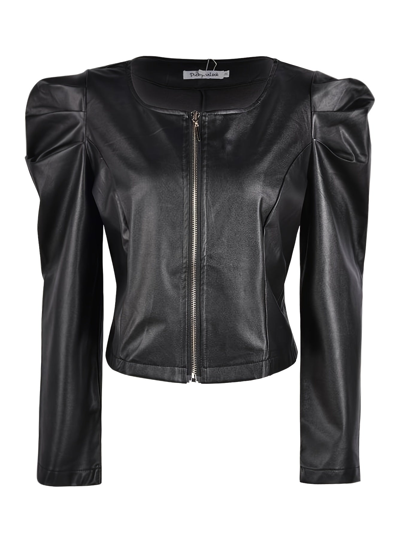 Casual Faux Leather Jacket Lapel PU Long Sleeve Loose
