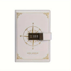 Vintage Password Lock Journal Notebook 200 Pages PU Leather Waterproof