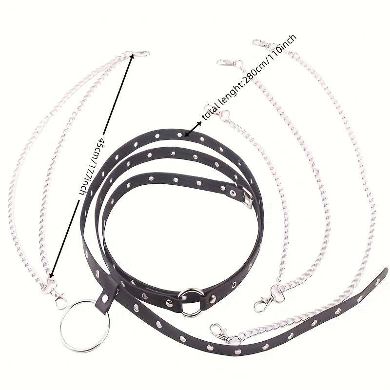 Punk Ring Linked Body Harness Waist Belt Adjustable