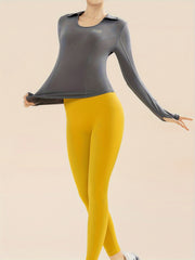 Letter Pattern Yoga Top Thumb Holes Drying Workout Shirts