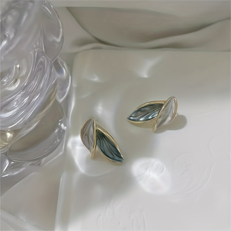 2pcs Leaf Shape Stud Earrings Sweet Earrings For Girls Kids