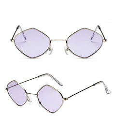 Colorful Metal Square Sunglasses with Transparent Lenses