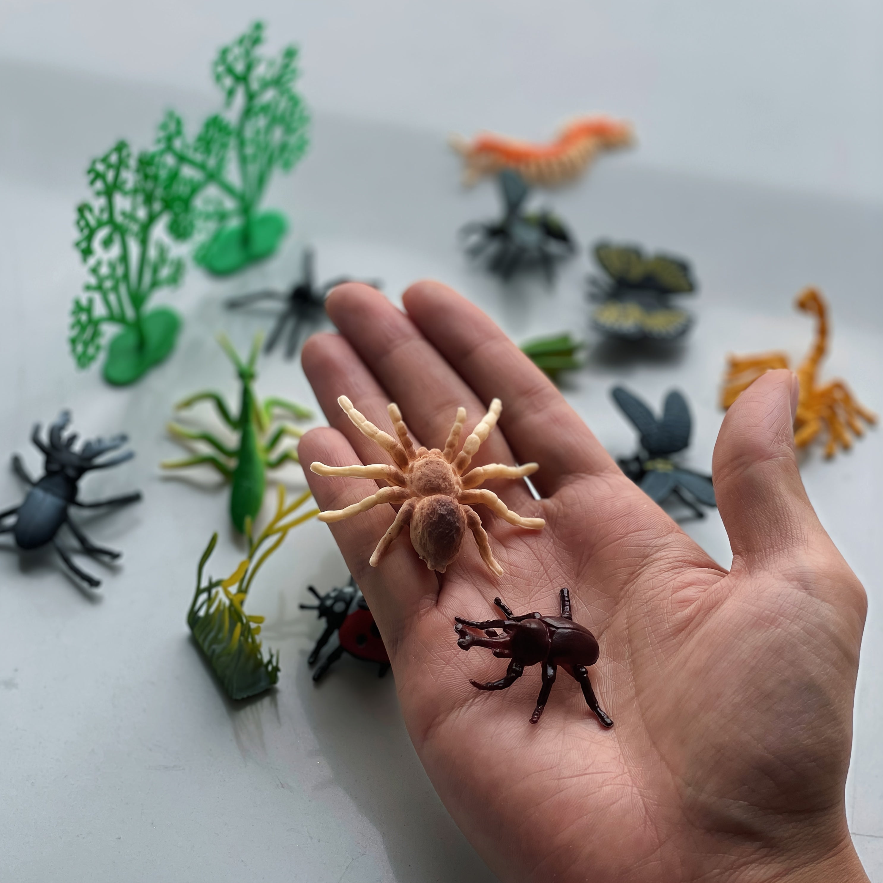 Insect Plant Model Set 16pcs Scorpion Spider Ladybug Stick Insect Centipede
