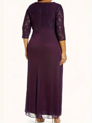 Lace Sleeve Drape Neck Party Dress