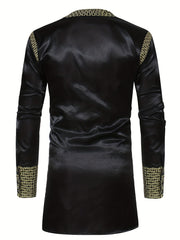 Men's African Dashiki Shirt Long Sleeve Crew Neck Print