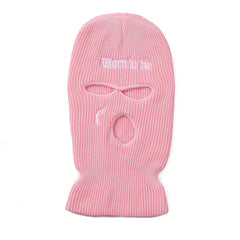 Embroidered 3 Hole Ski Mask Balaclava Hat Neck Warmer
