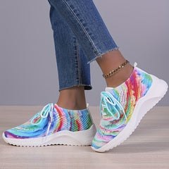 Women's Breathable Knit Sneakers Lightweight Lace Up Shoes