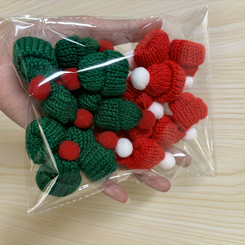 20pcs Mini Knitting Hat Christmas Doll Hat for Ornaments DIY Craft