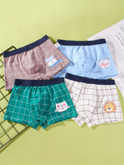 4pcs Boys Dinosaur Boxer Briefs Soft Breathable Underwear