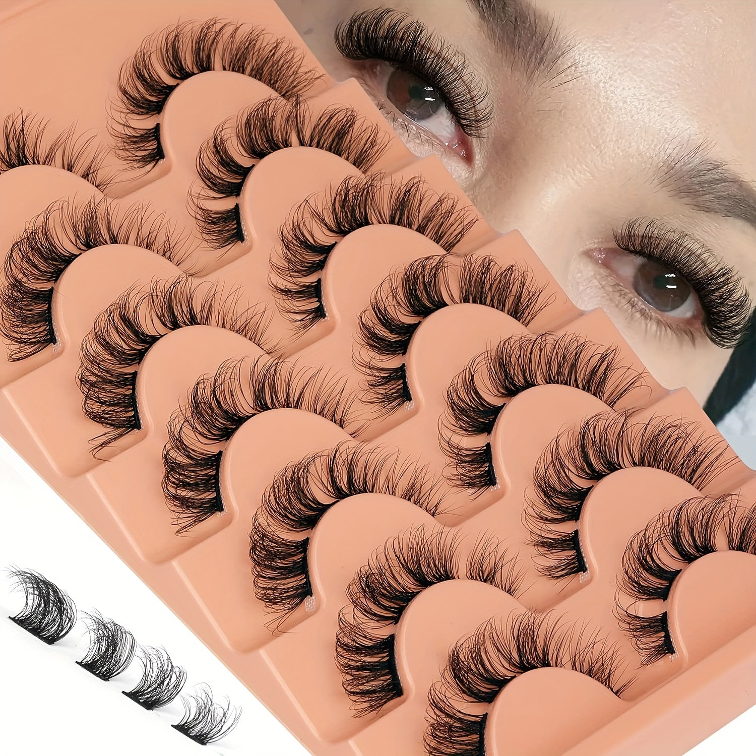 7 Pairs Natural Eyelashes Cluster Extensions 6-15mm Mixed Length False Eyelashes
