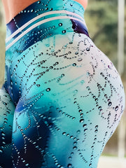Block Print Fitness Yoga Pants High Stretch Running Workout Sports Leggings