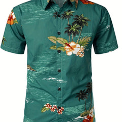 Men's Coconut Palm Print Button Up Shirt