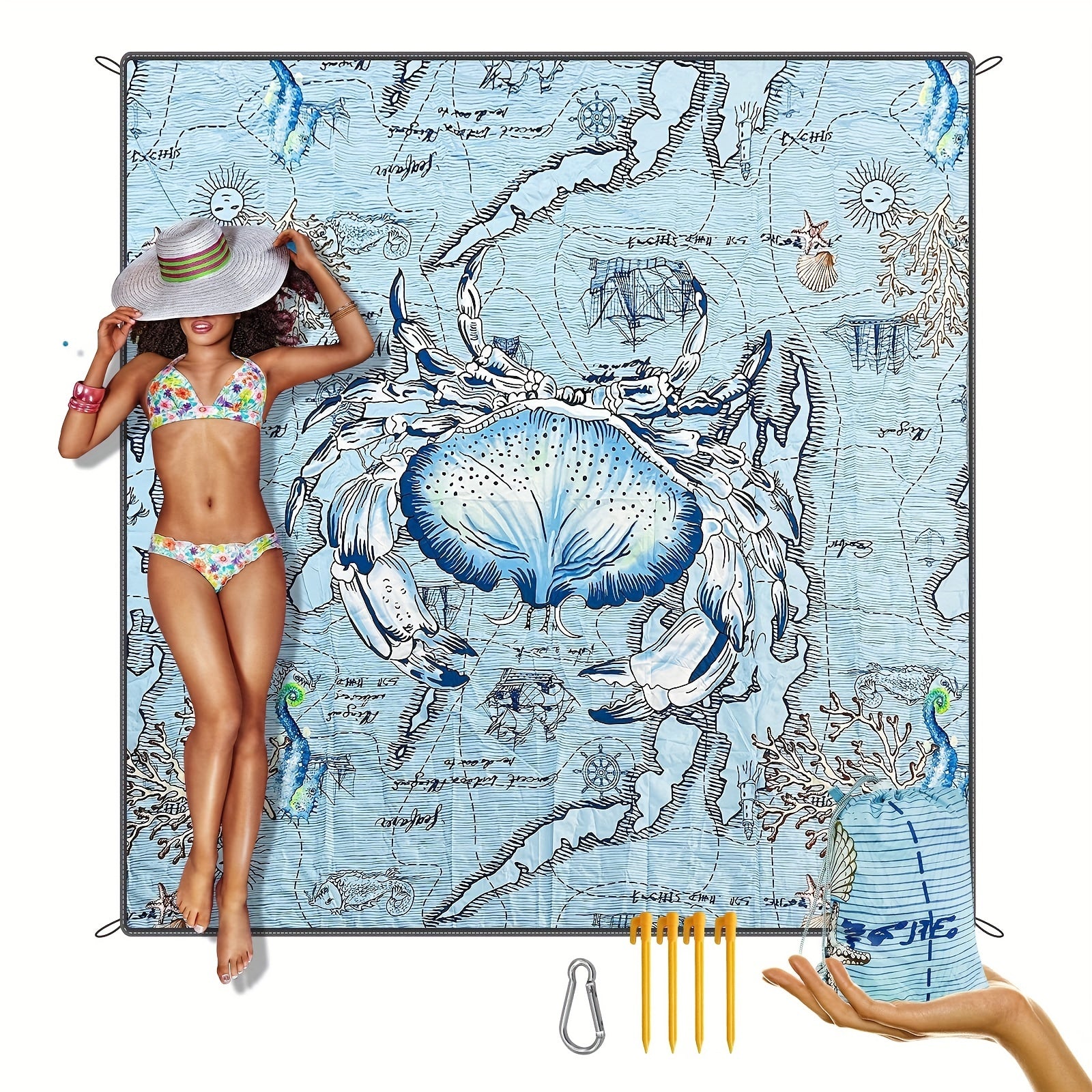 Oversized Pocket Blanket for Summer Travel Camping Picnic Beach Activities