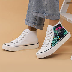 Punk Print Lightweight High Top Canvas Sneakers