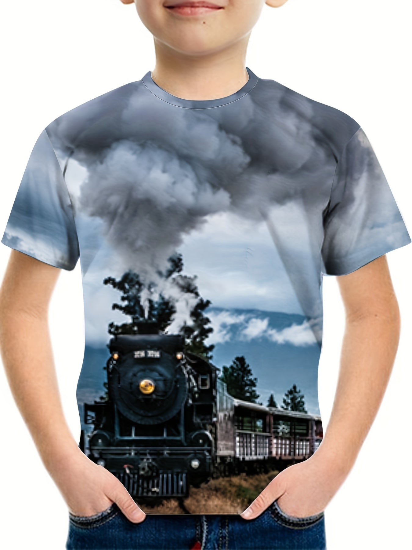 Boy's 3D Train Graphic T shirt Casual Tee Kid's Clothing