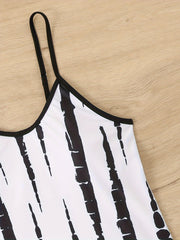 Tie Dye Tankini Set V Neck Cami Top & Shorts Swimsuit