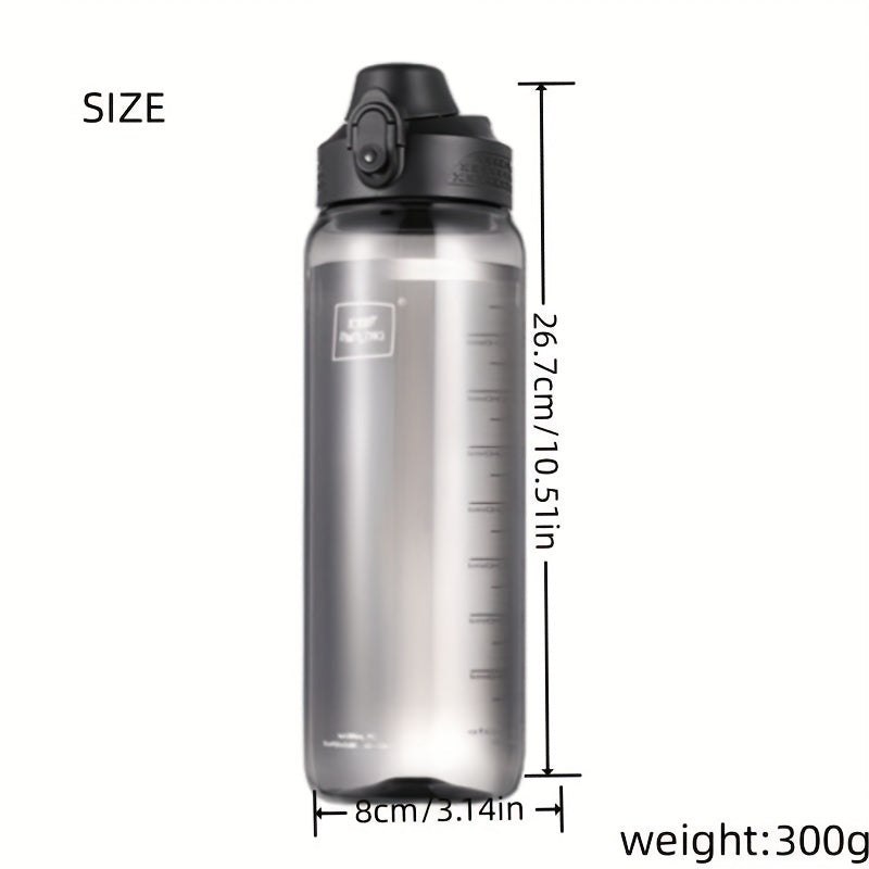1000ml Portable Water Bottle Flip Top Bottle with Scale for Outdoor Travel