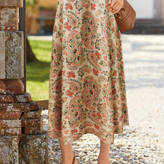 Women's Plus Size Boho Skirt Paisley Print Pleated Retro Skirt