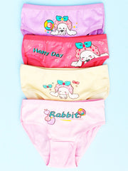 4pcs Rabbit Print Girls Briefs Cotton Underwear Kids Panties