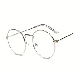 Men's Round Metal Flat Mirror Sunglasses