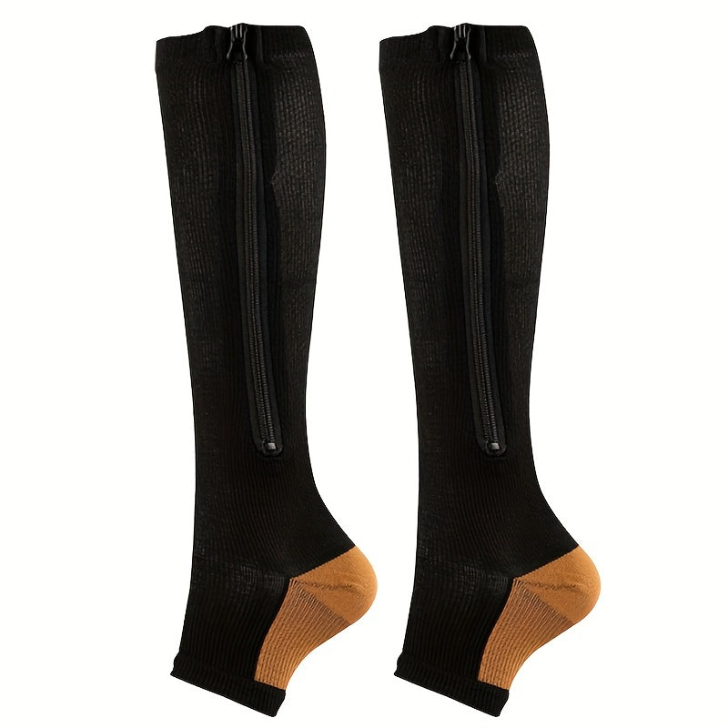 Zipper Athletic Stockings Mid Calf Sports Socks For Men And Women