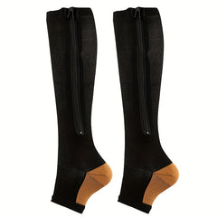 Zipper Athletic Stockings Mid Calf Sports Socks For Men And Women