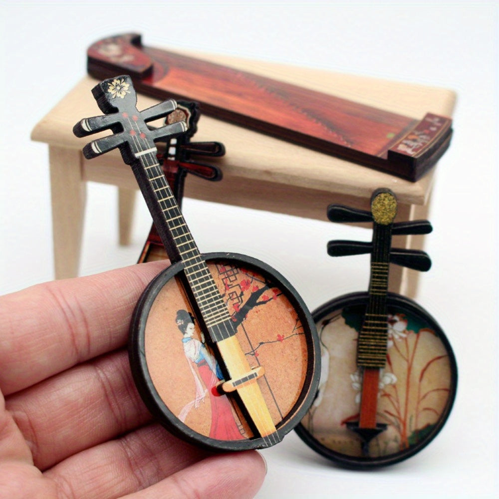 Doll House Wind Pipa Ethnic Musical Instrument Mini Furniture Model