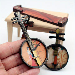 Doll House Wind Pipa Ethnic Musical Instrument Mini Furniture Model