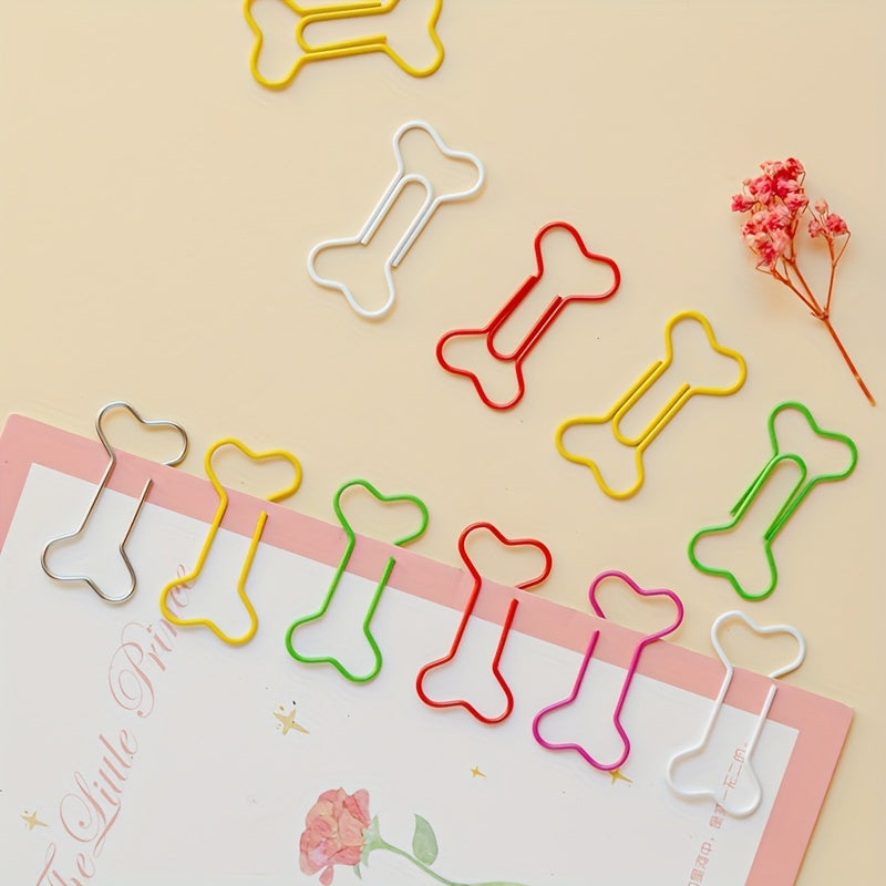 21pcs Bone-shaped Cartoon Animal Clips Student Office Bookmarks