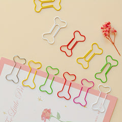 21pcs Bone-shaped Cartoon Animal Clips Student Office Bookmarks
