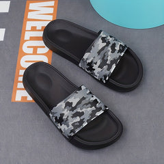 Men's Camo Lightweight Non-Slip Open-Toe Slides for Bathroom Beach