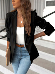 Women's Plus Size Business Casual Blazer Solid Long Sleeve Single Breast Button