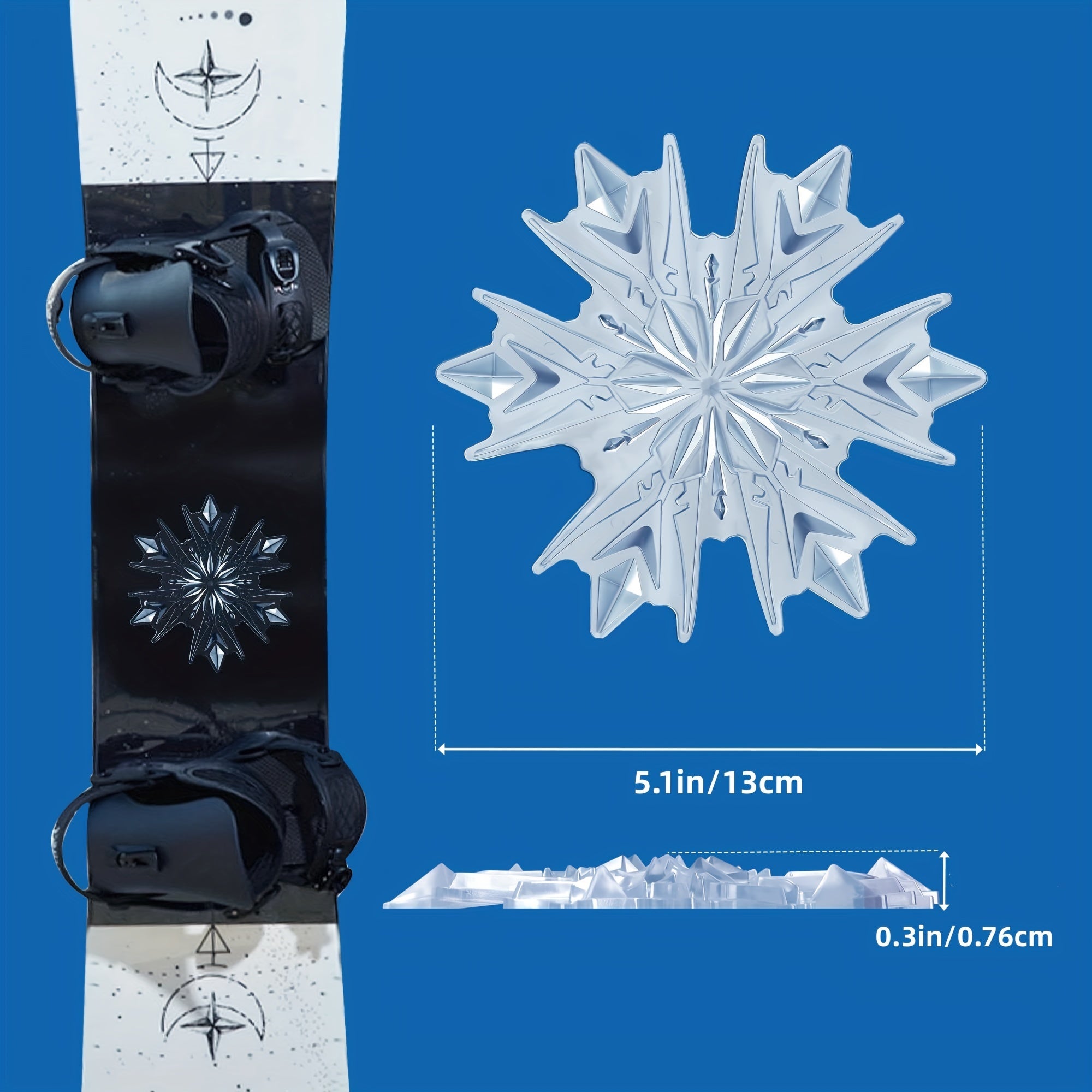 2pcs Snowboard Pedal Pads 3D Transparent Non Slip Snowflake Pedal Pad