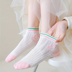 5 Pairs Kids Thin Lace Socks for Spring & Summer