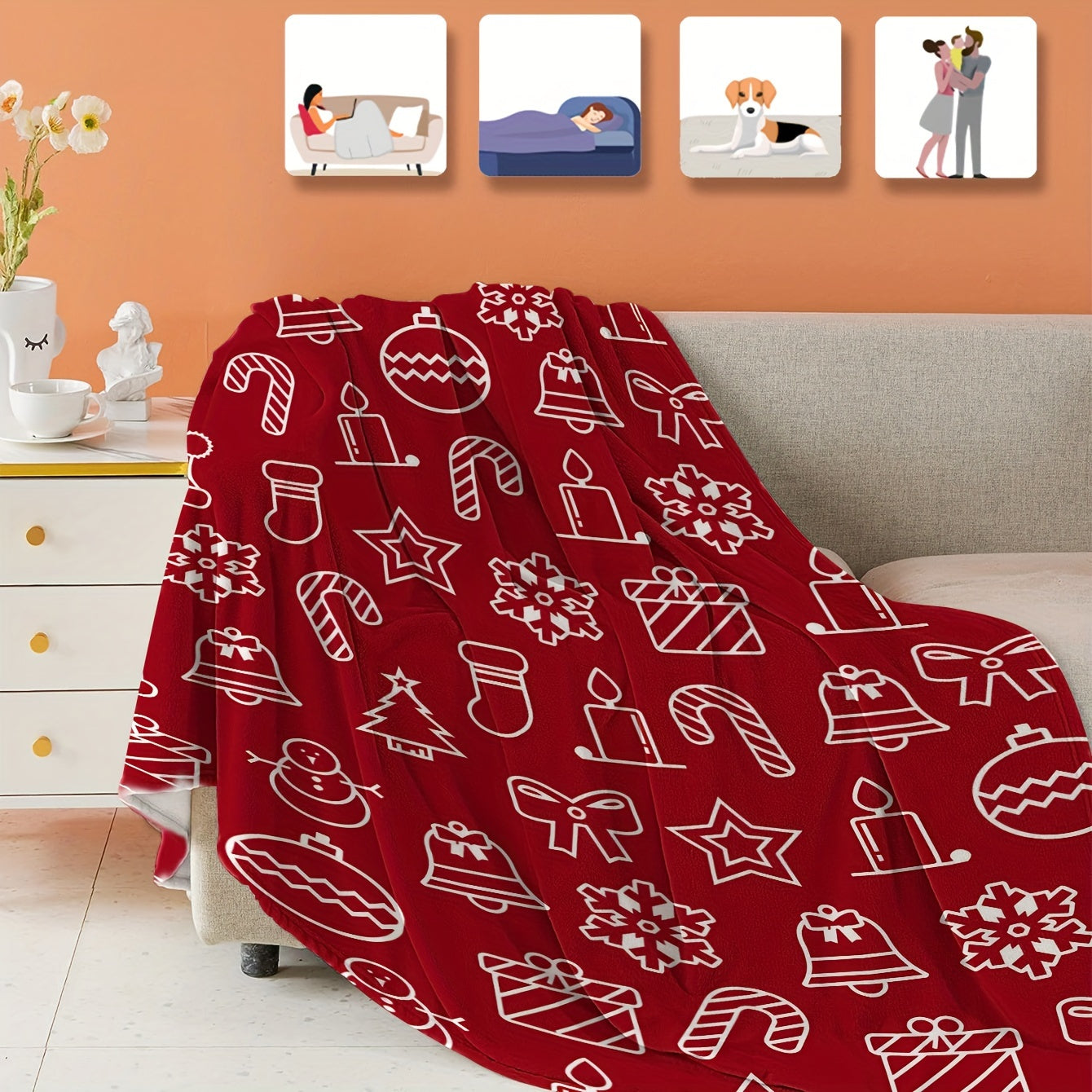 Christmas Flannel Blanket Warm Cozy Soft Throw Bed Sofa Office Travel Camping