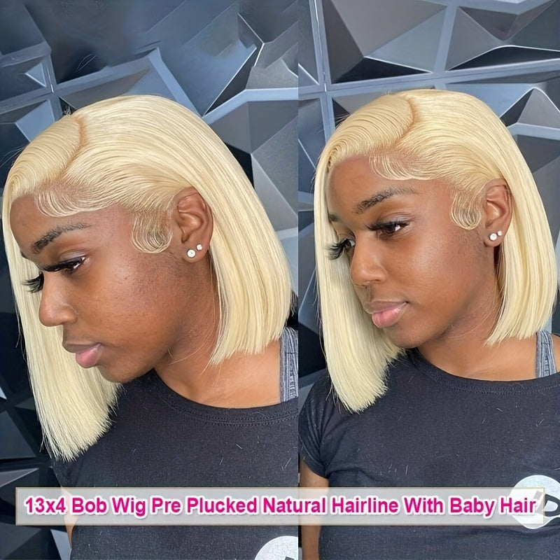 613 Blonde Bob Wig Human Hair 13x4 Lace Frontal Wig Brazilian Straight Bob Wig