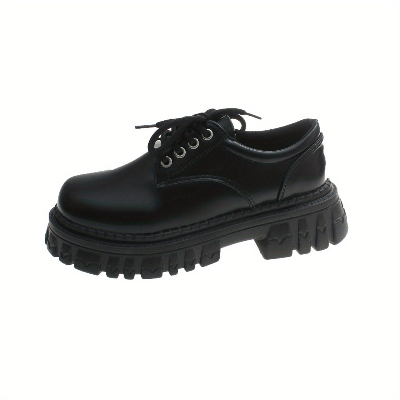 Women's Platform Loafers Lace Up Shoes British Style