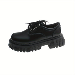 Women's Platform Loafers Lace Up Shoes British Style