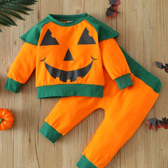 Toddler Boy's Halloween Outfit 2pcs Cotton Set Pumpkin Pattern Kid's Clothes