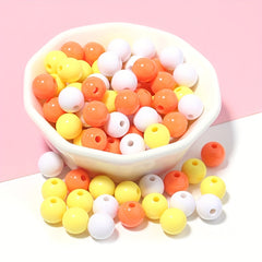 100pcs Acrylic Christmas Series Round Beads DIY Mobile Phone Chain Bag Pendant