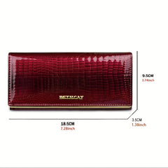 Women's Leather Wallet Large Capacity Phone Bag & Coin Purse Red