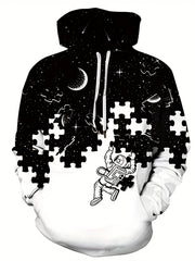 3D Graphic Print Hoodie Men's Casual Pullover Hoodie