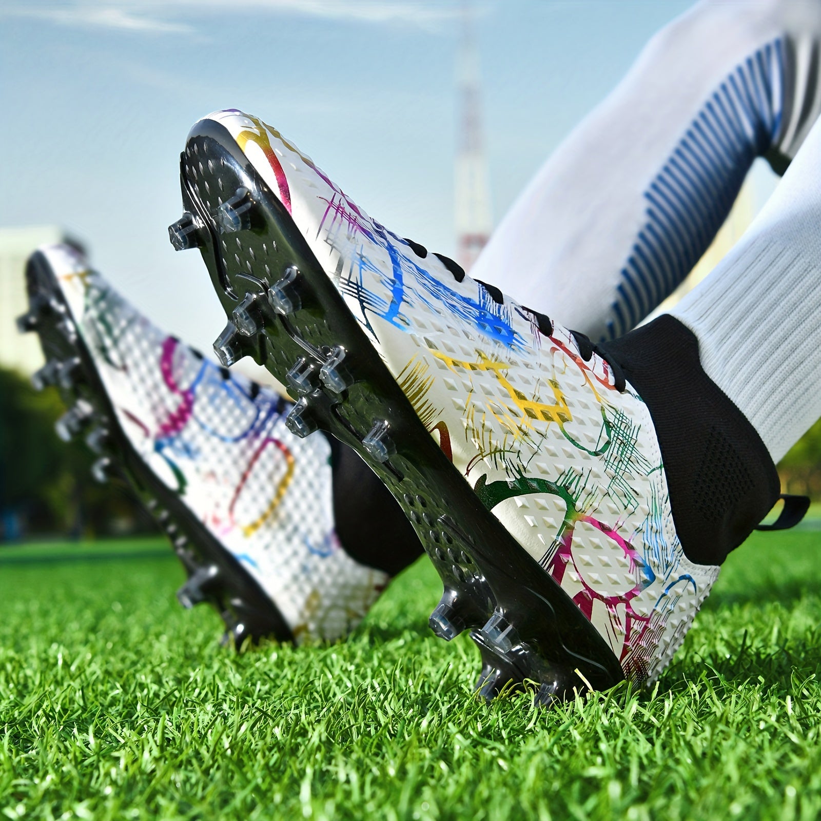 Boys High Top Non Slip Football Cleat With Spikes Outdoor Soccer Shoes