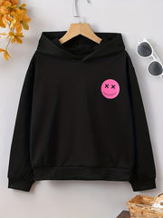 Girls' Cartoon Face Hooded Sweatshirt Active Hoodie