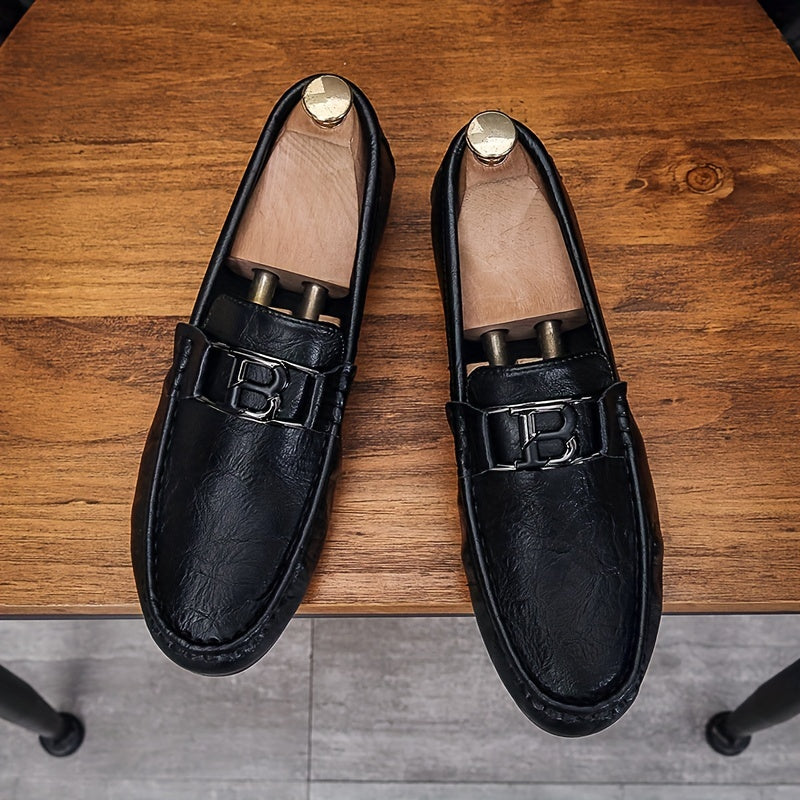 Men's Letter Decor Loafer Shoes Non-slip Driving Shoes