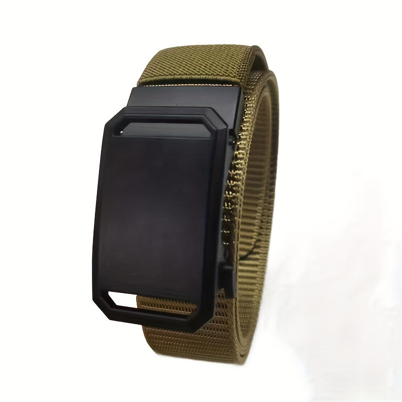 Business Casual Belt with Auto Buckle Nylon Braided Inner Belt