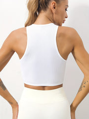4pcs Solid Sleeveless Tank Top Ribbed Crew Neck Casual Sports Women's Tops