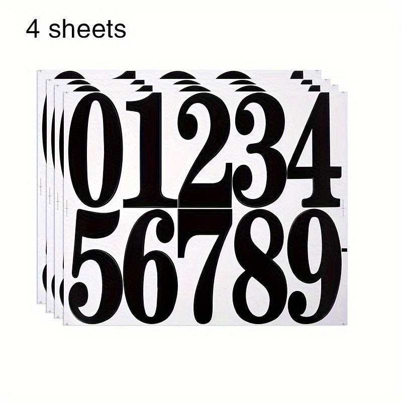 4 Sheets Large Waterproof Number Stickers Labels