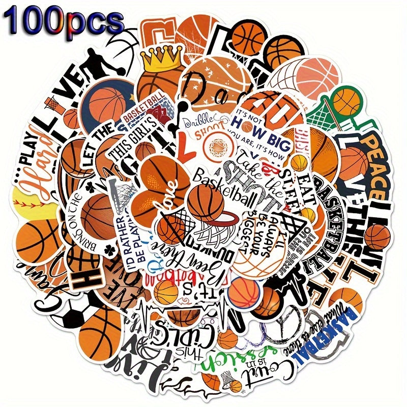 100 Basketball Stickers Vinyl Waterproof Decals for Water Bottle Laptop