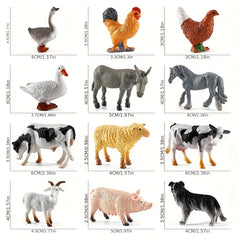 Realistic Poultry & Livestock Model Set Chicken Duck Goose Cow Sheep Pig Dog